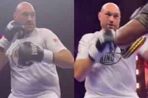 Images de l'entraînement public de Tyson Fury : puissance et