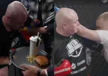 Combattants de kickboxing se goinfrent de fast food en plein combat