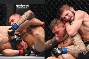 Khabib Nurmagomedov laisse Poirier installer sa guillotine