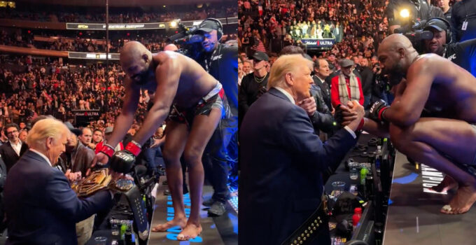 Jon Jones célèbre victoire avec Donald Trump